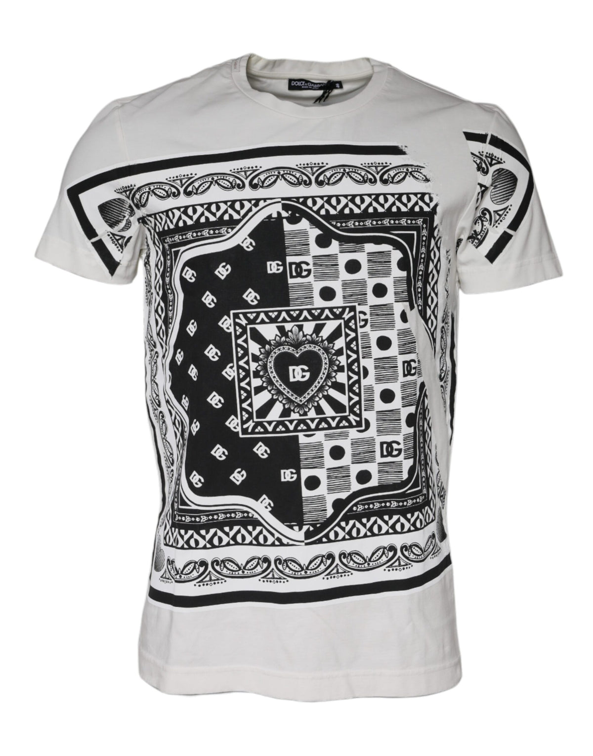 T-shirt à manches courtes en coton blanc à imprimé bandana de Dolce &amp; Gabbana