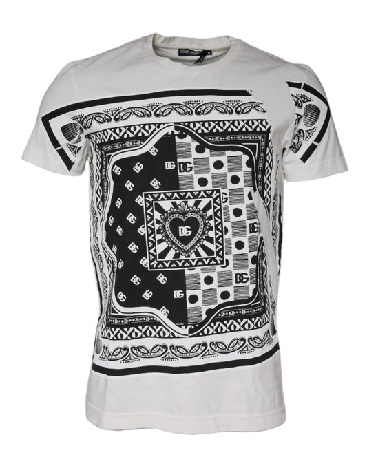 T-shirt à manches courtes en coton blanc à imprimé bandana de Dolce &amp; Gabbana
