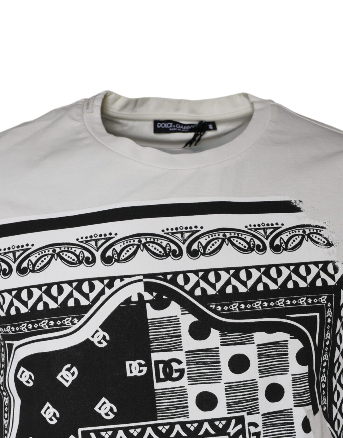T-shirt à manches courtes en coton blanc à imprimé bandana de Dolce &amp; Gabbana