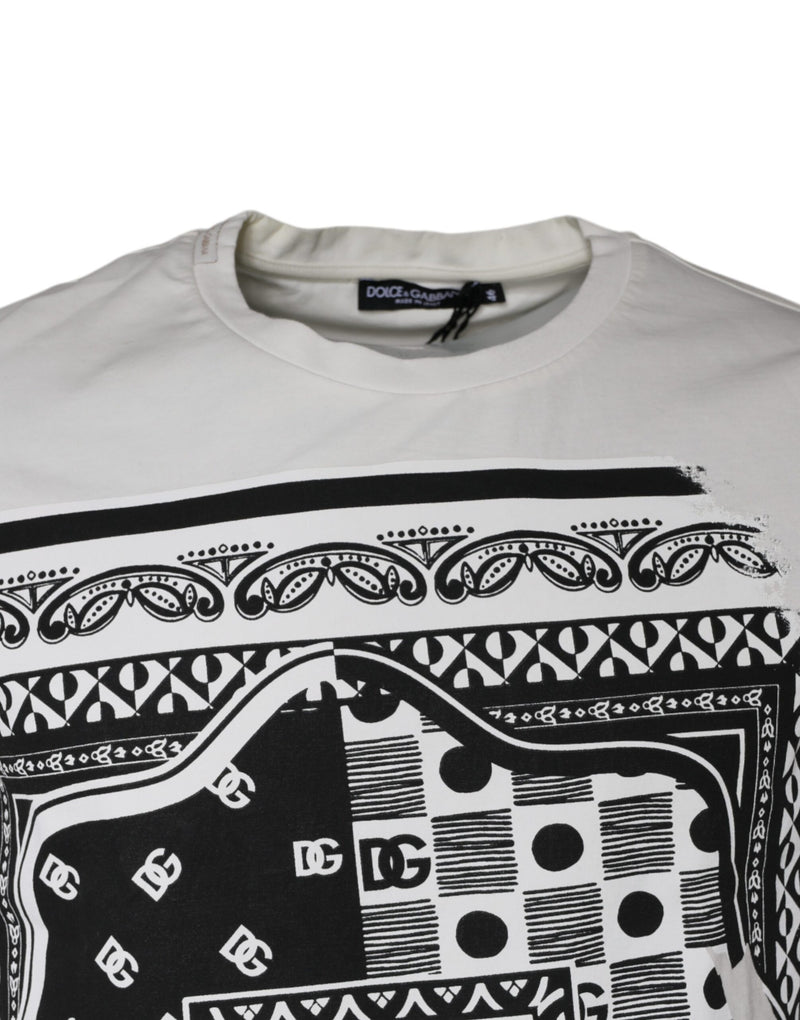 Dolce & Gabbana White Bandana Print Cotton Short Sleeves T-shirt