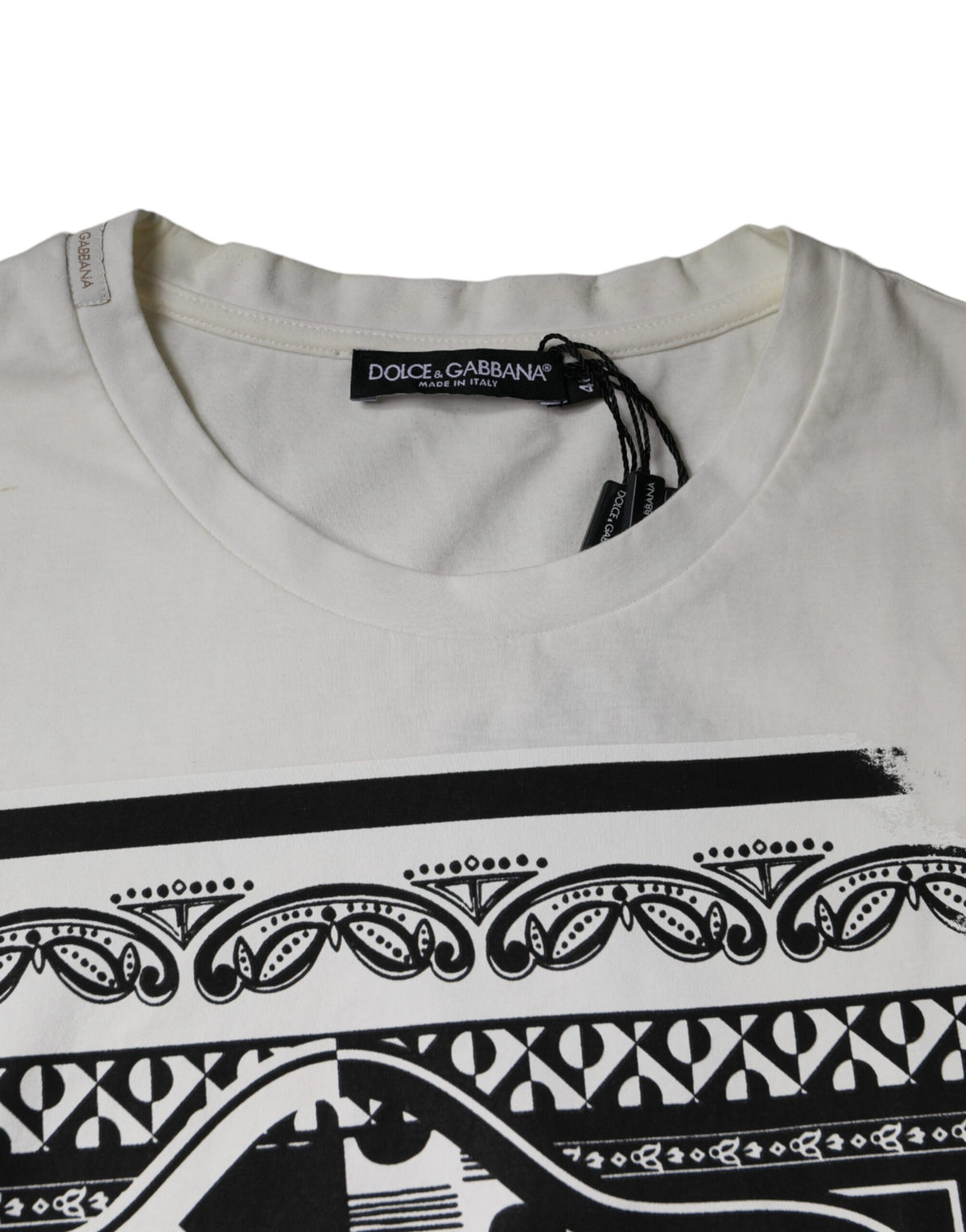 T-shirt à manches courtes en coton blanc à imprimé bandana de Dolce &amp; Gabbana