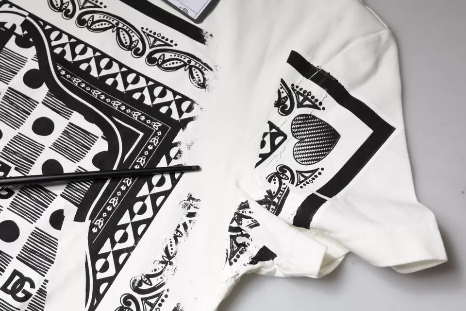 T-shirt à manches courtes en coton blanc à imprimé bandana de Dolce &amp; Gabbana