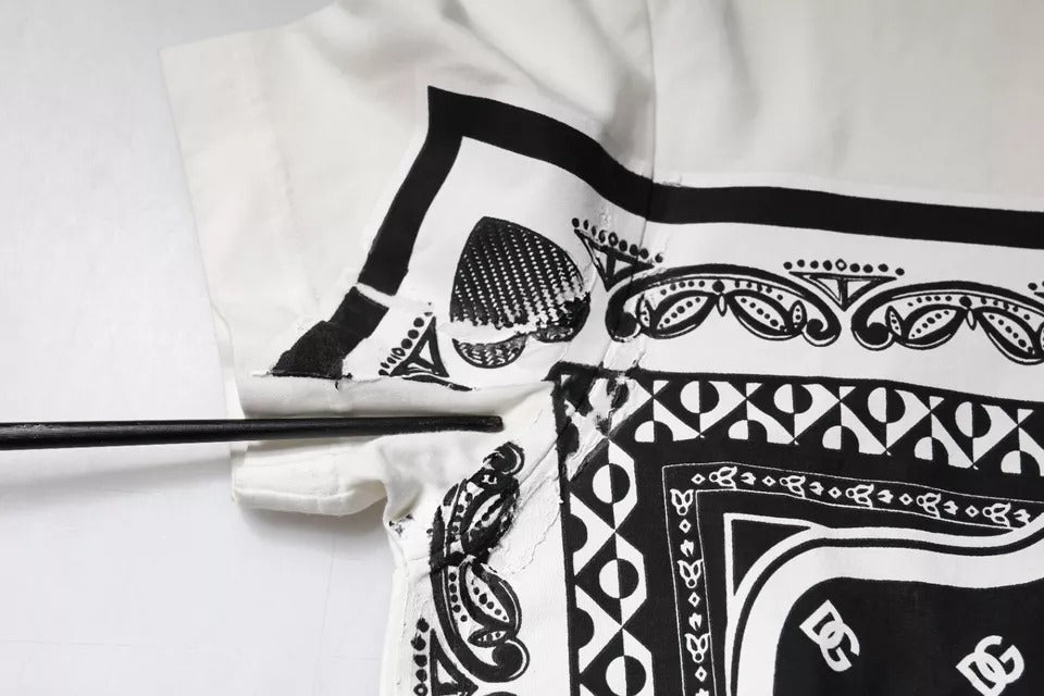 T-shirt à manches courtes en coton blanc à imprimé bandana de Dolce &amp; Gabbana