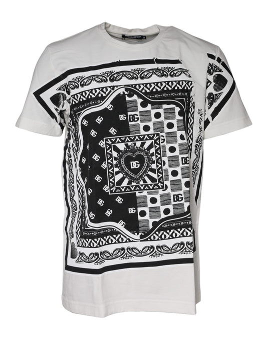 T-shirt à manches courtes en coton blanc à imprimé bandana de Dolce &amp; Gabbana
