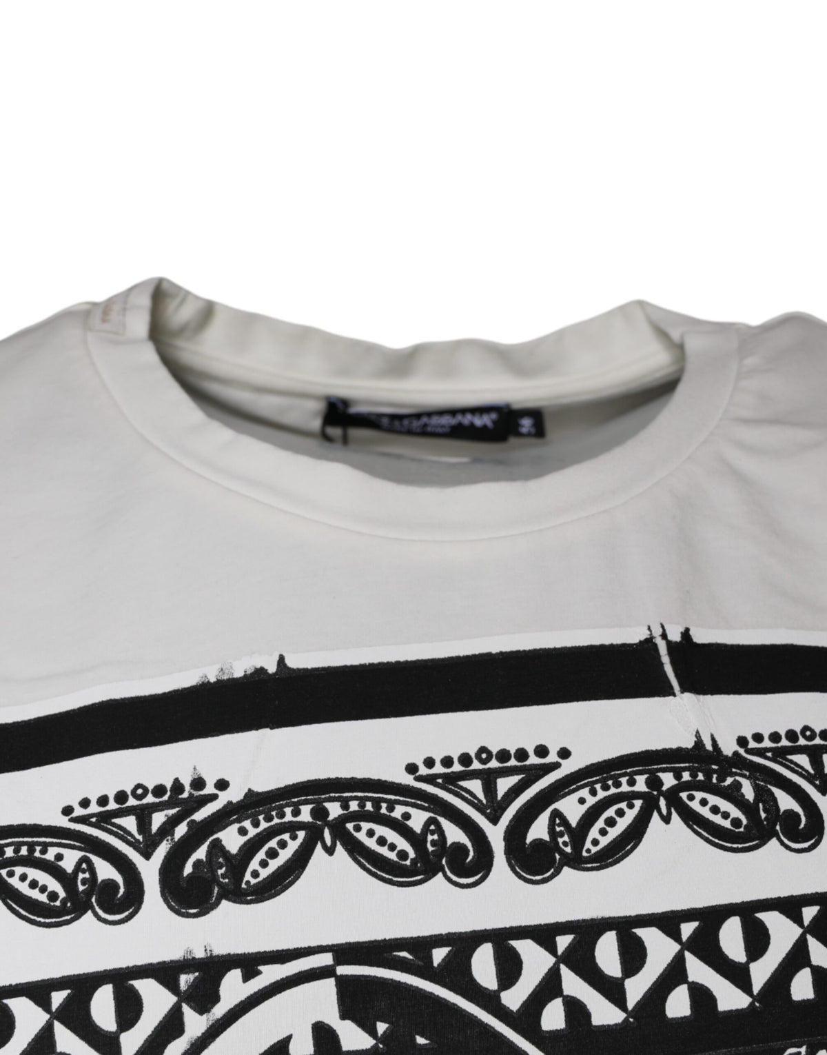 T-shirt à manches courtes en coton blanc à imprimé bandana de Dolce &amp; Gabbana