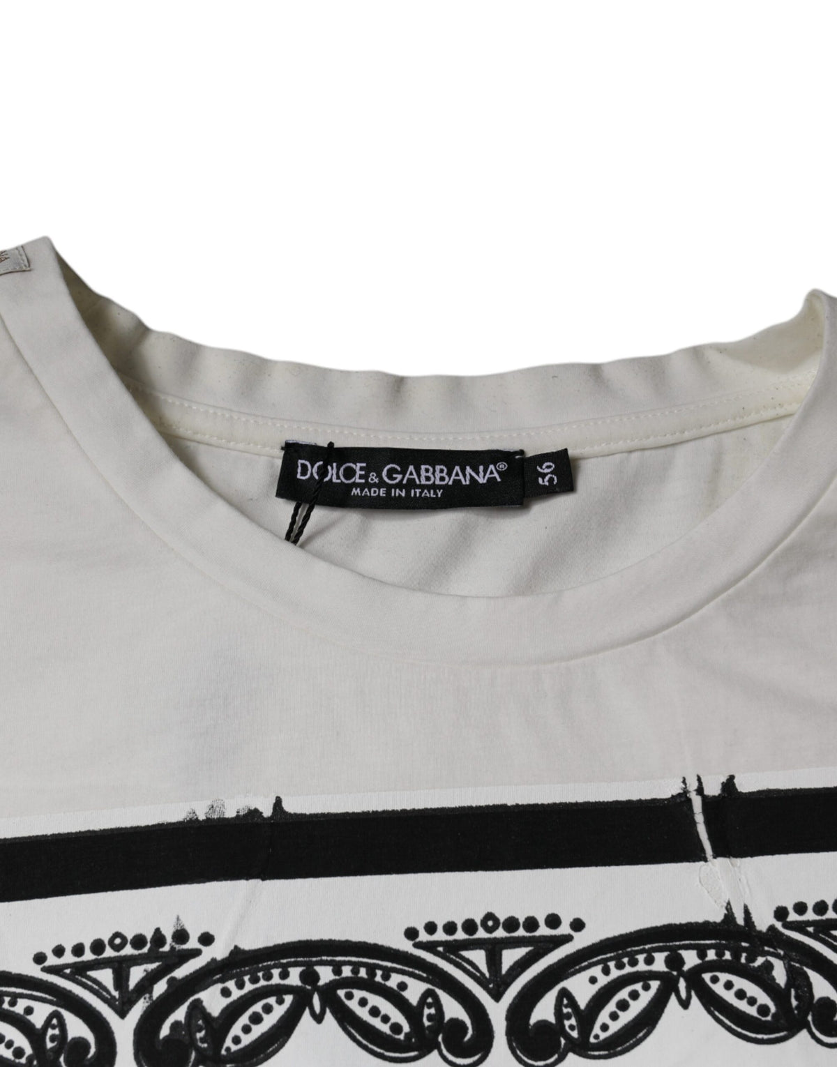 T-shirt à manches courtes en coton blanc à imprimé bandana de Dolce &amp; Gabbana