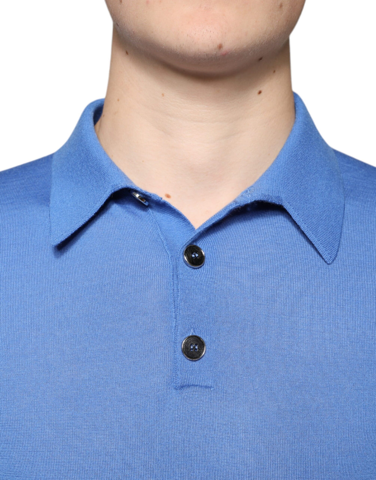 Polo homme Dolce &amp; Gabbana en cachemire bleu, manches courtes.