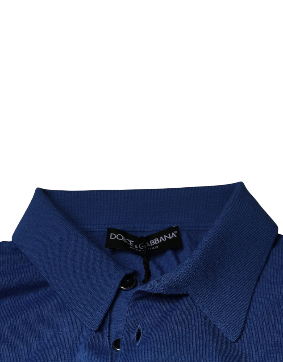 Polo homme Dolce &amp; Gabbana en cachemire bleu, manches courtes.