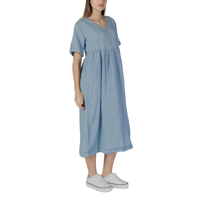 B.Young BYLANA Loose Dress - Light Blue Cotton Long