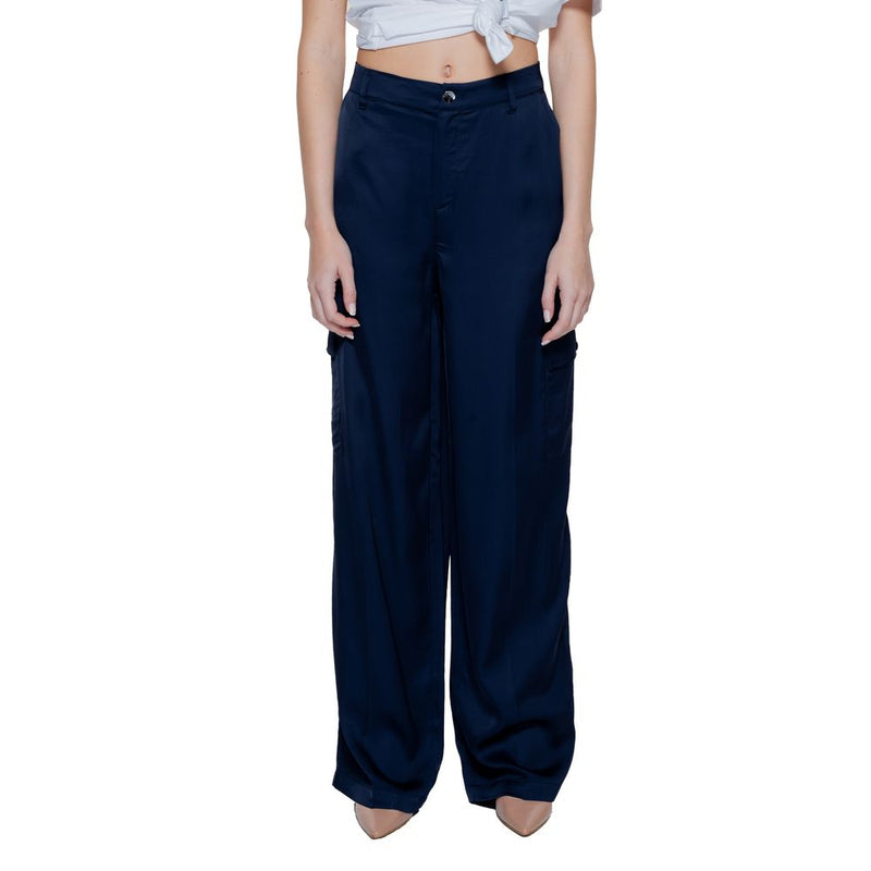 Street One Pantalons Palazzo Bleu en Viscose pour Femmes