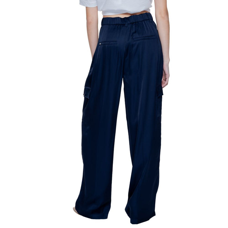 Street One Pantalons Palazzo Bleu en Viscose pour Femmes