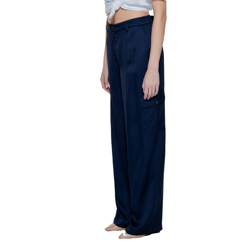 Street One Pantalons Palazzo Bleu en Viscose pour Femmes