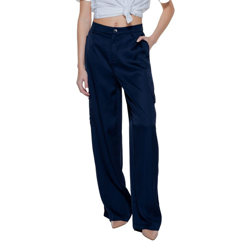 Street One Pantalons Palazzo Bleu en Viscose pour Femmes
