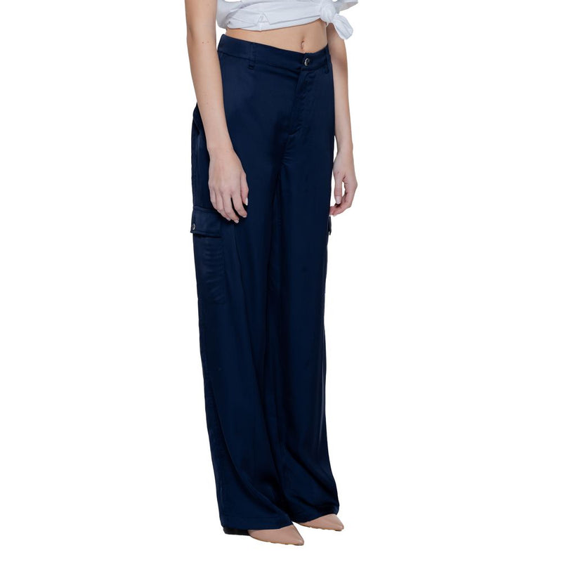 Street One Pantalons Palazzo Bleu en Viscose pour Femmes