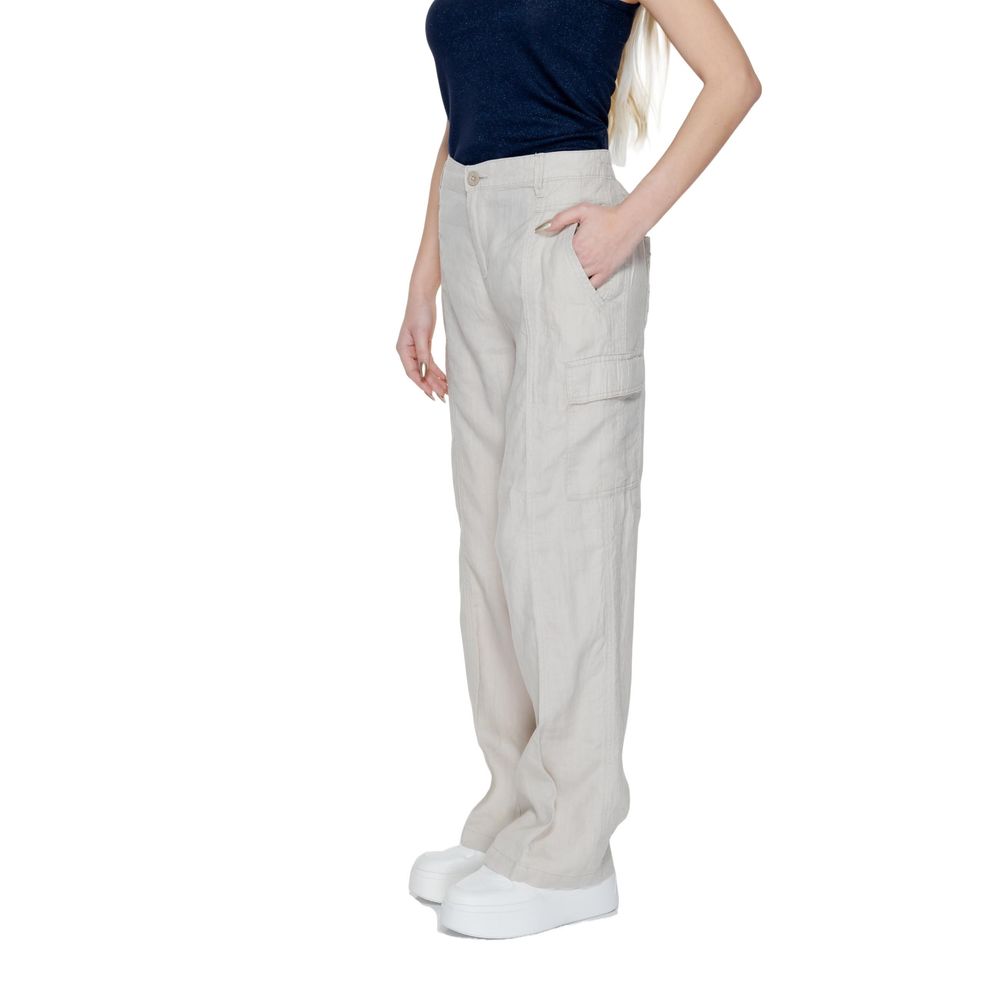 Street One Beige Linen Pant - Stylish Flared Trousers for Women
