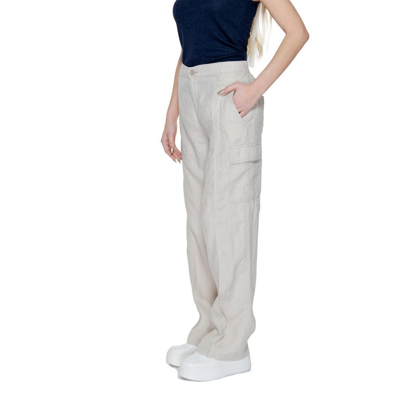 Street One Beige Linen Pant - Élégantes Pantalons Évasés pour Femmes