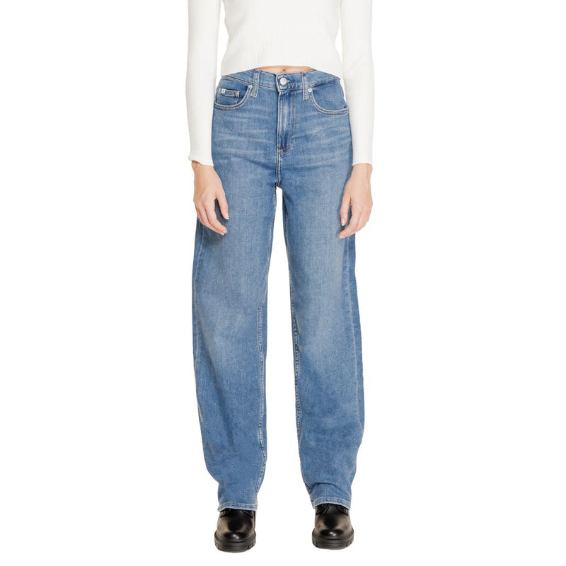 Calvin Klein Jeans Blue Cotton High Rise Loose Fit Jean