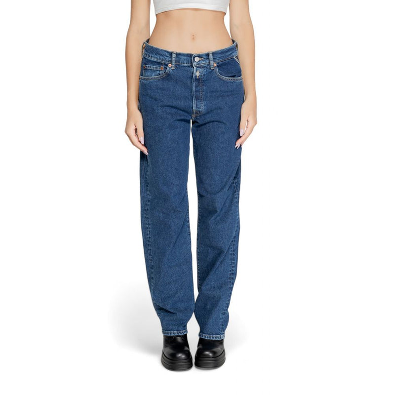Replay Blue Cotton Mom Jean - All-Day Comfort and Style