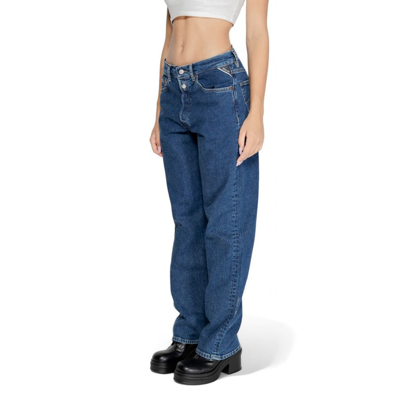 Replay Blue Cotton Mom Jean - All-Day Comfort and Style