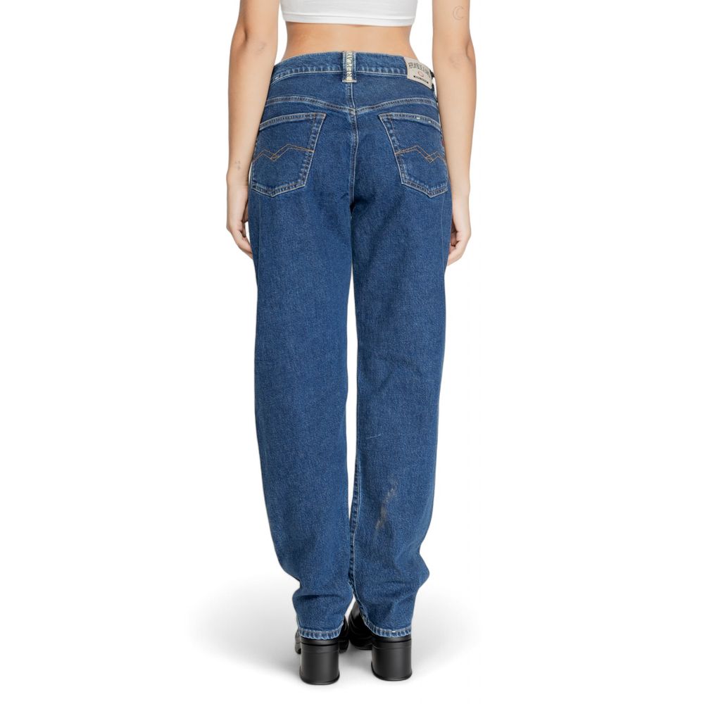 Replay Blue Cotton Mom Jean - All-Day Comfort and Style
