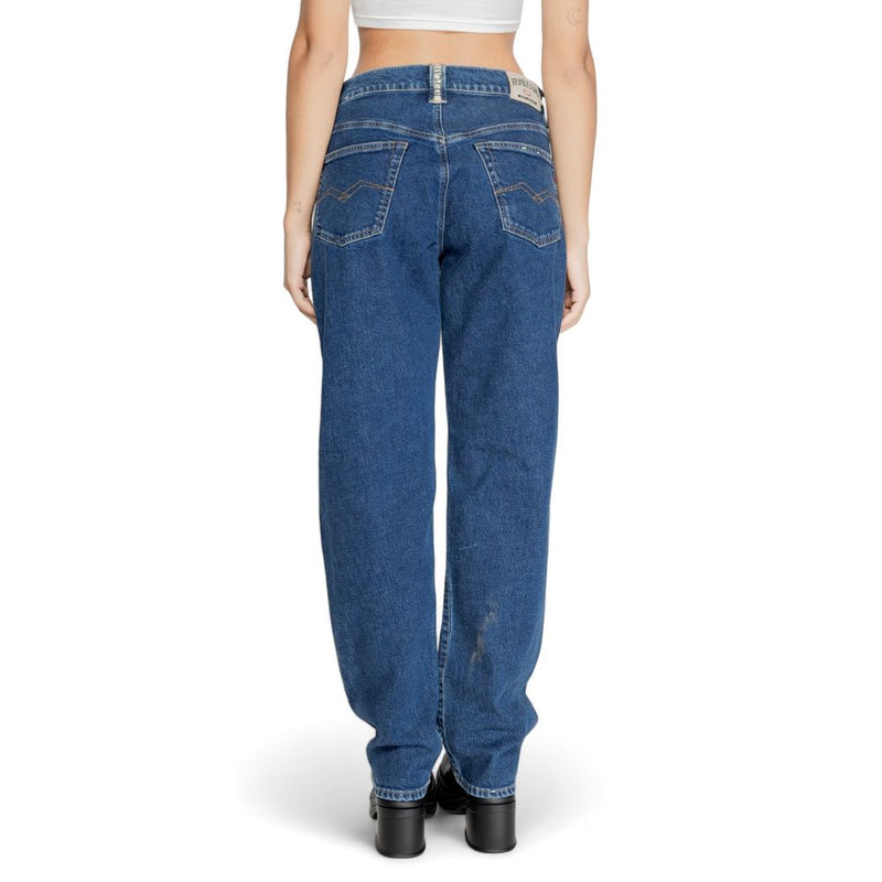 Replay Blue Cotton Mom Jean - All-Day Comfort and Style