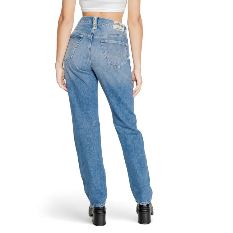 Replay Blue Cotton Mom Jeans for Women - Stylish & Comfortable