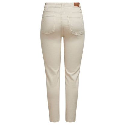 Only Beige Cotton Mom Jean