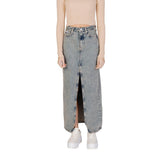 Jupe Maxi à Fente Avant en Coton Bleu Calvin Klein Jeans