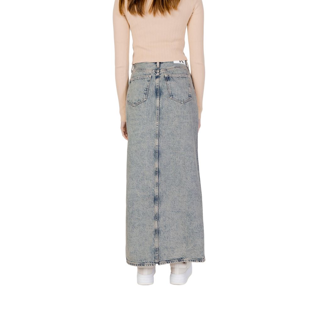Jupe Maxi à Fente Avant en Coton Bleu Calvin Klein Jeans