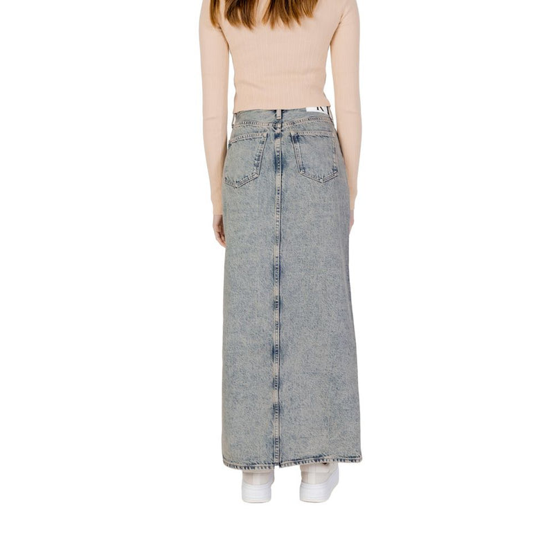 Jupe Maxi à Fente Avant en Coton Bleu Calvin Klein Jeans