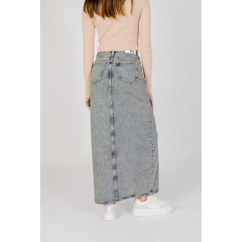 Jupe Maxi à Fente Avant en Coton Bleu Calvin Klein Jeans