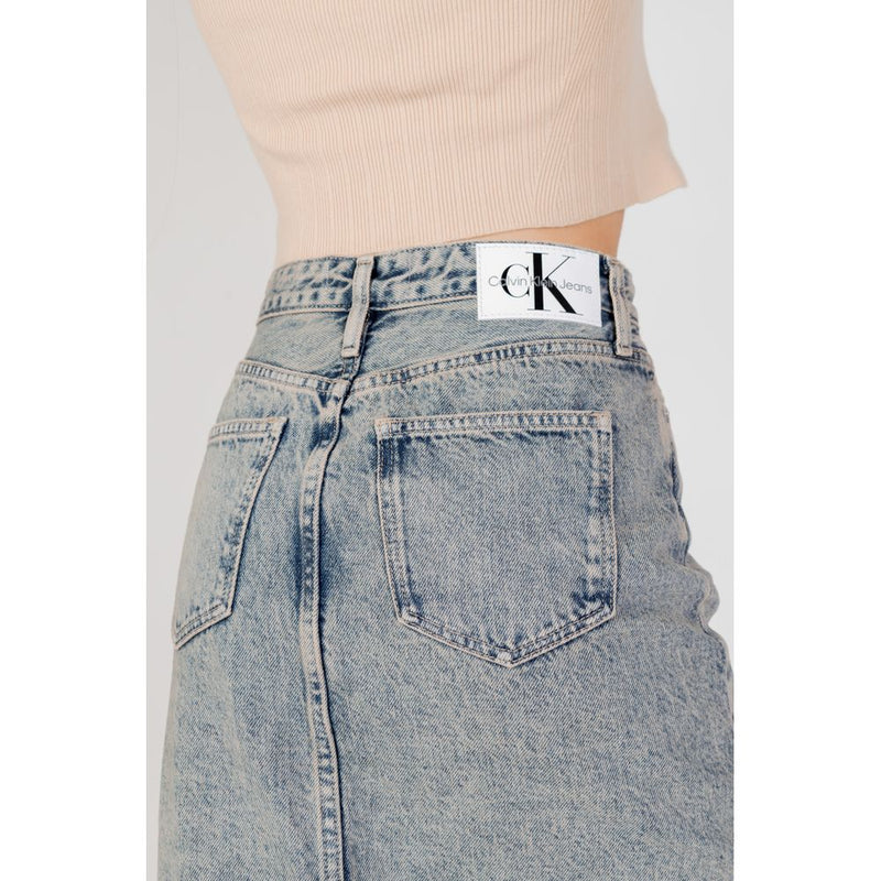 Jupe Maxi à Fente Avant en Coton Bleu Calvin Klein Jeans