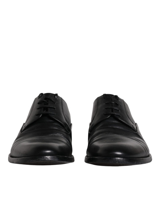 Dolce & Gabbana Black Leather Lace Up Derby Formal Shoes