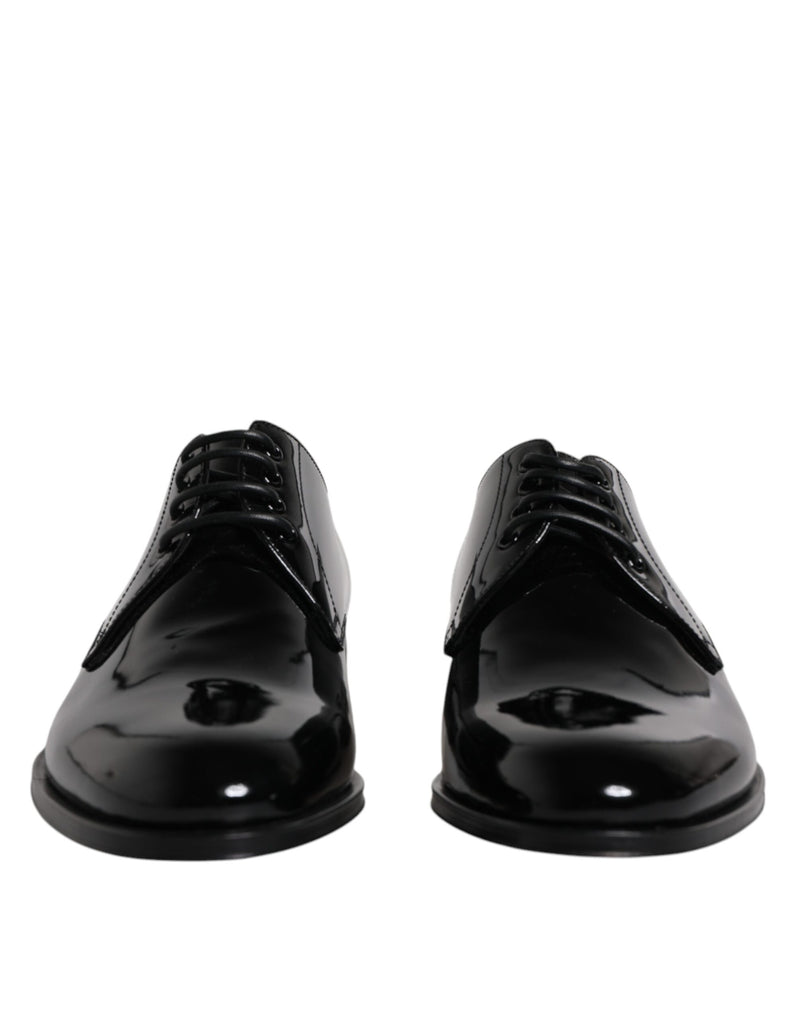 Dolce & Gabbana Black Patent Leather Derby Dress Shoes