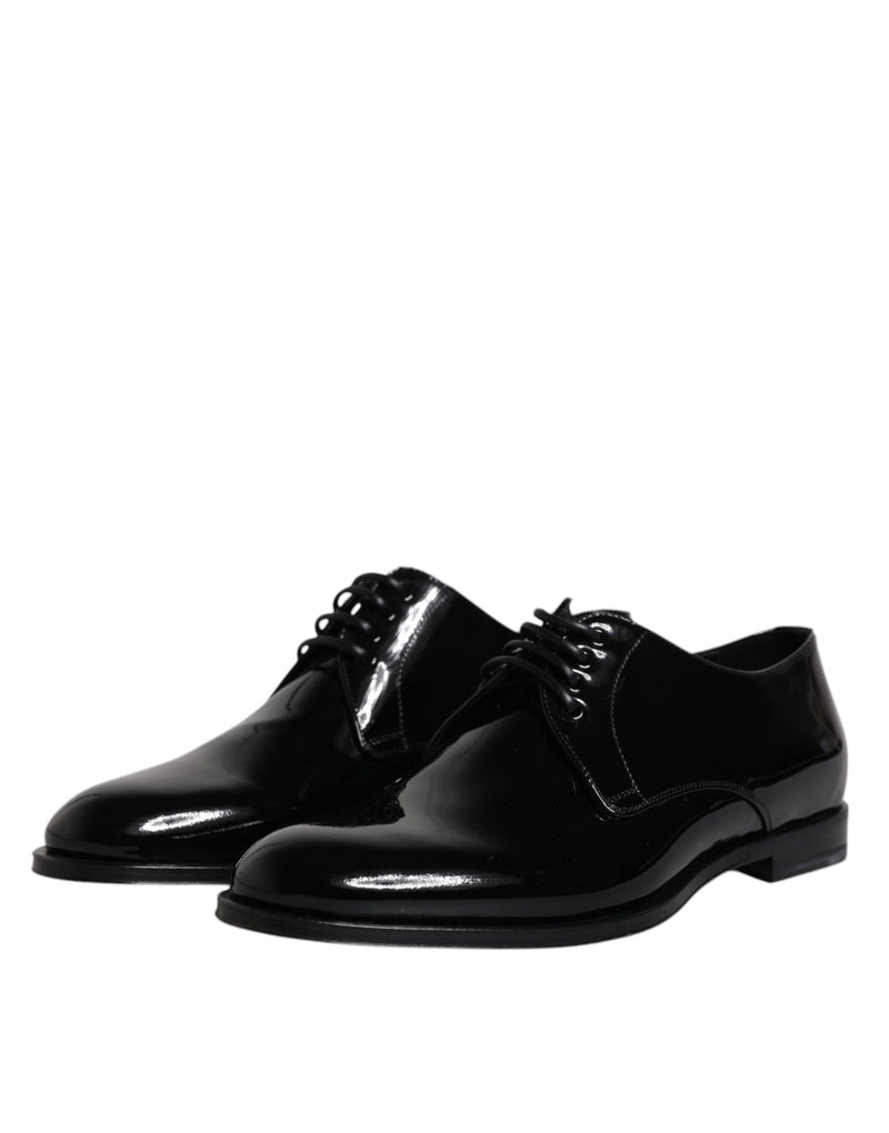 Dolce & Gabbana Black Patent Leather Derby Dress Shoes