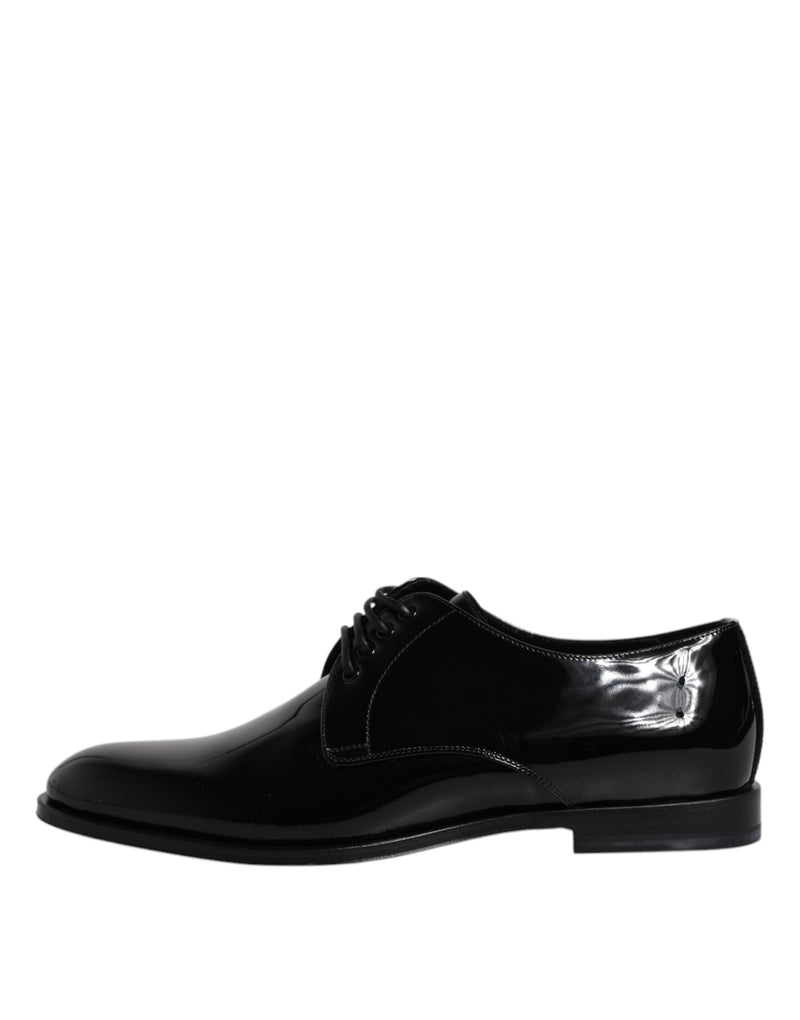 Dolce & Gabbana Black Patent Leather Derby Dress Shoes