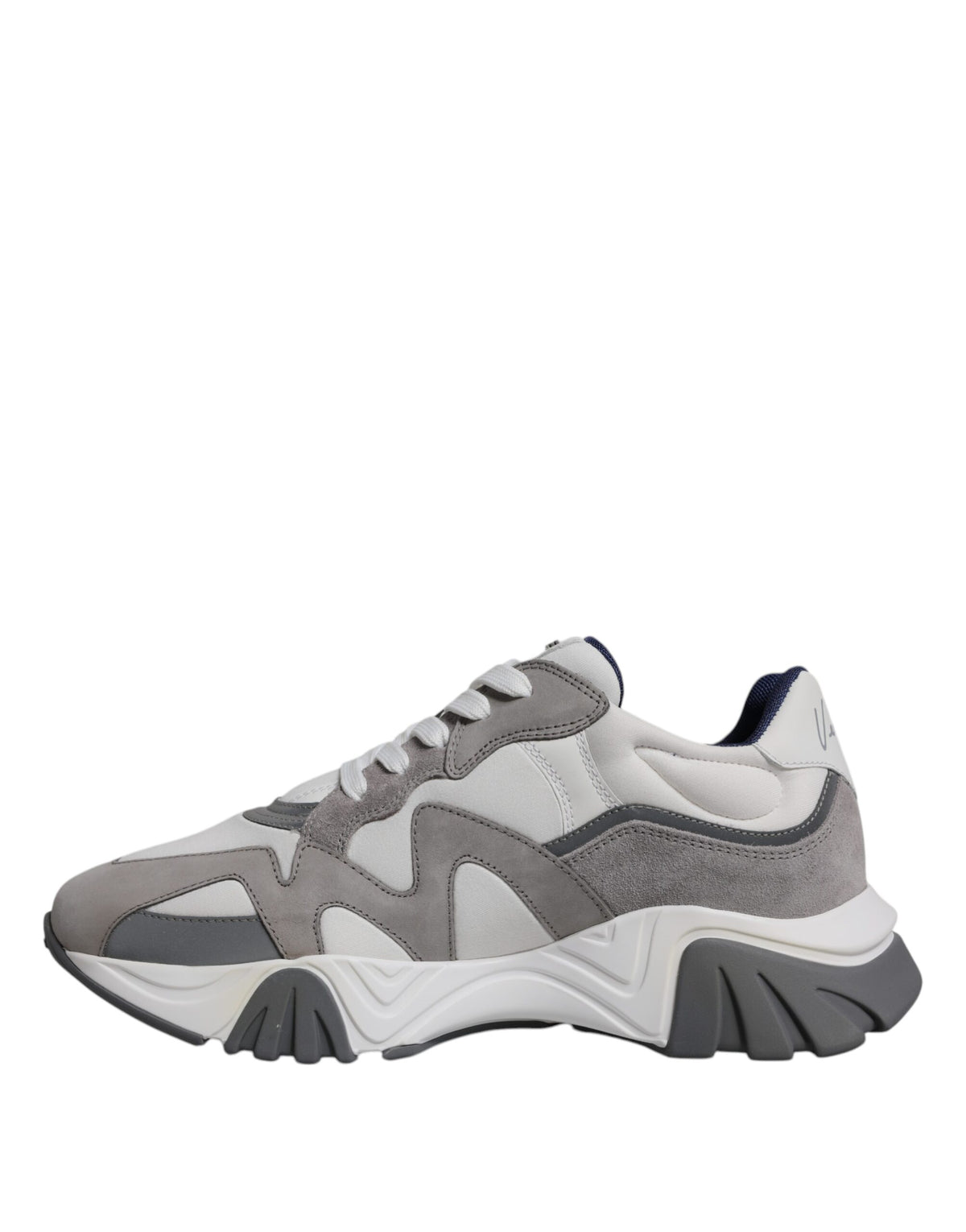 Versace Grey Leather Neoprene Chunky Low Top Squalo Sneakers