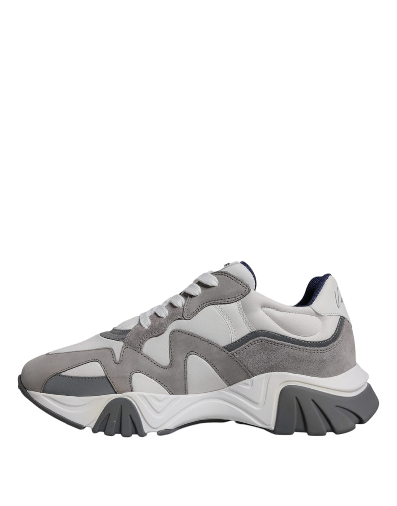 Versace Grey Leather Neoprene Chunky Low Top Squalo Sneakers