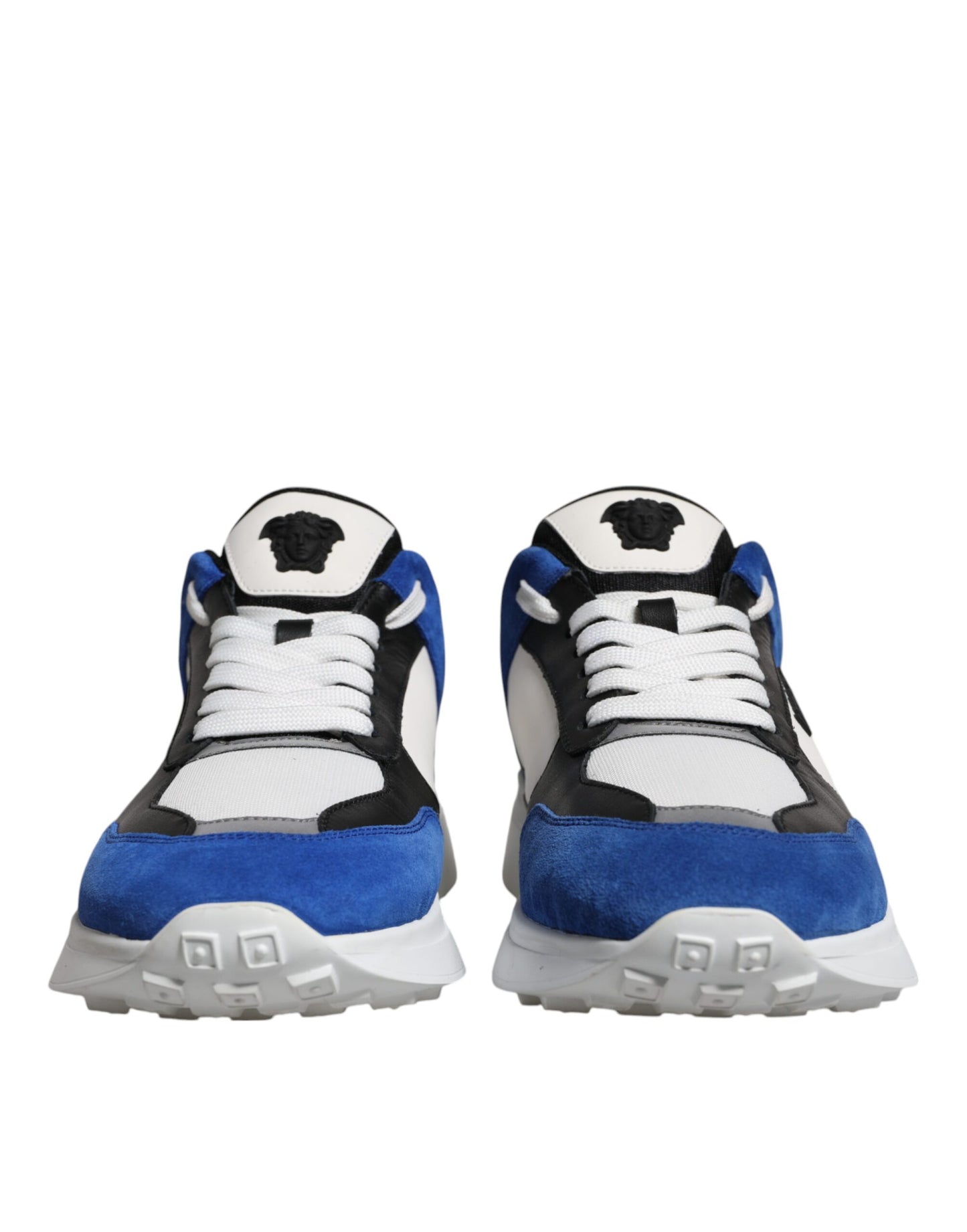 Sneakers basses Versace en toile multicolore, avec motif Quad Fabric Medusa.