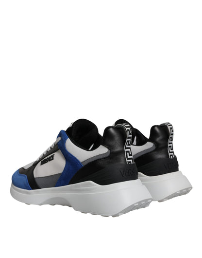 Sneakers basses Versace en toile multicolore, avec motif Quad Fabric Medusa.