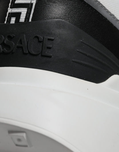 Sneakers basses Versace en toile multicolore, avec motif Quad Fabric Medusa.