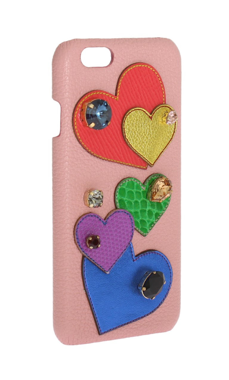 Étui de téléphone en cuir rose Dolce &amp; Gabbana avec cœur en cristal