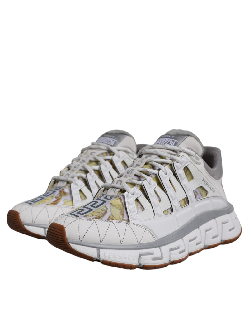 Versace White Trigreca Barocco Print Low Top Sneakers