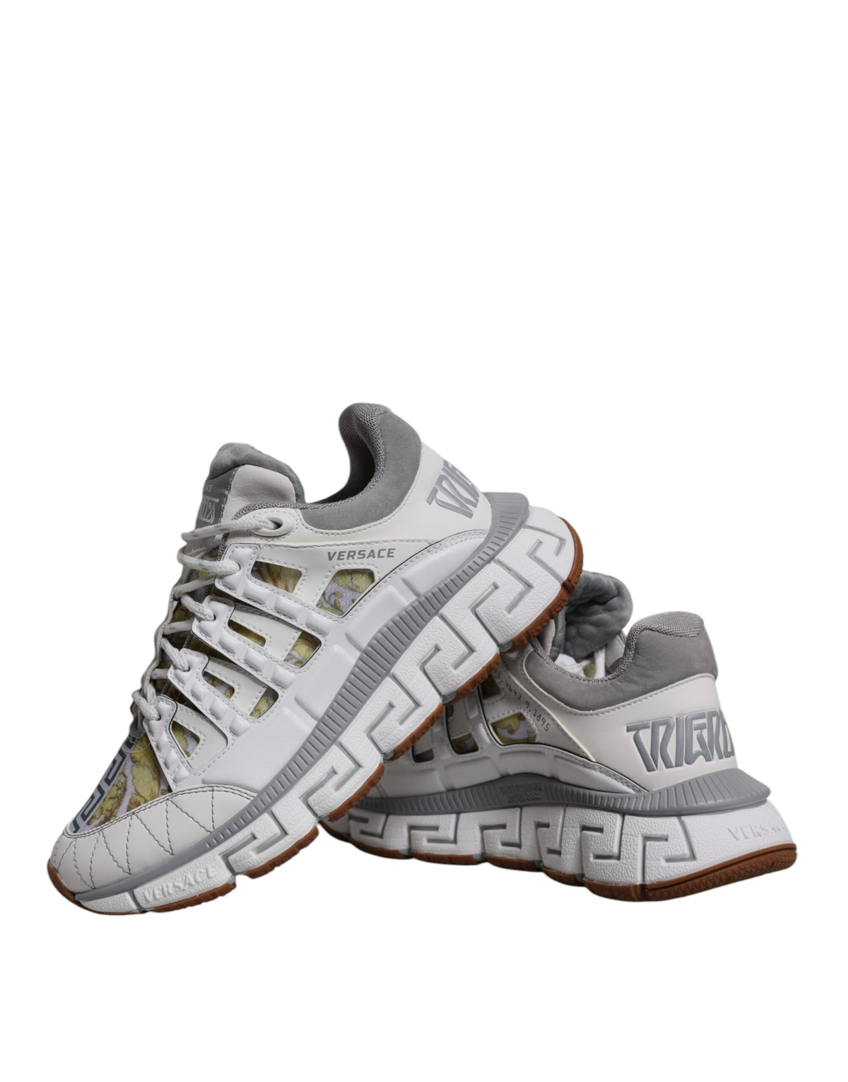 Versace White Trigreca Barocco Print Low Top Sneakers