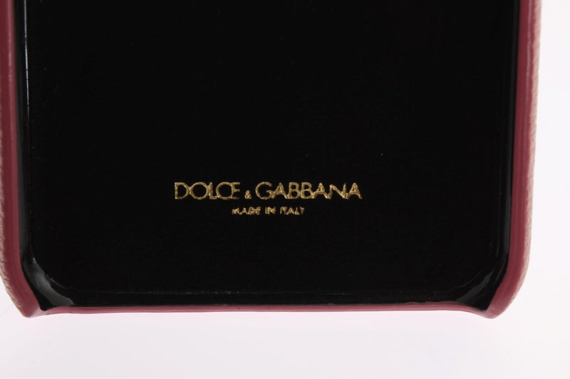 Étui de téléphone en cuir rose Dolce &amp; Gabbana avec cœur en cristal