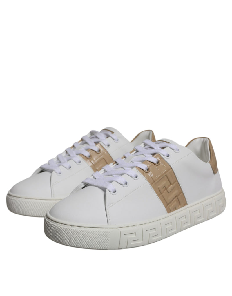 Versace White Brown Greca Print TPU Low Top Men Sneakers