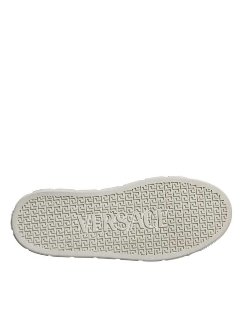 Versace White Brown Greca Print TPU Low Top Men Sneakers