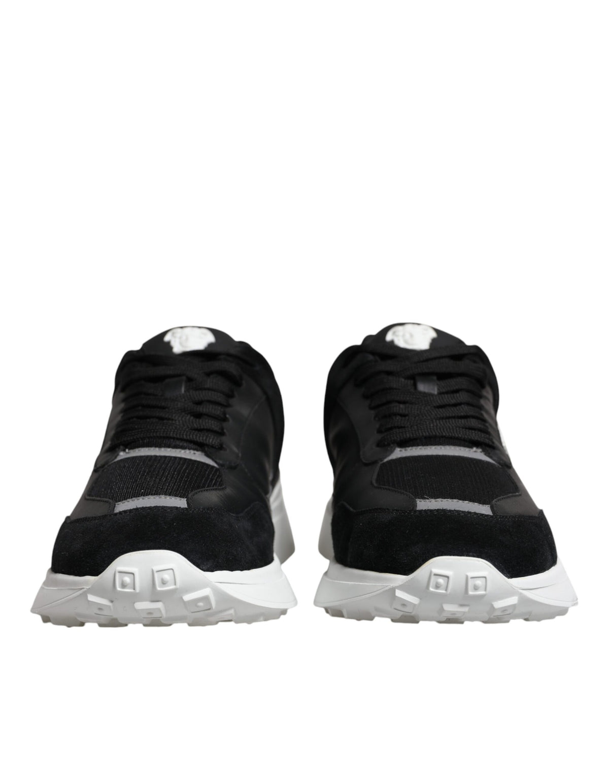 Versace Black Canvas Quad Fabric Medusa Low Top Sneakers