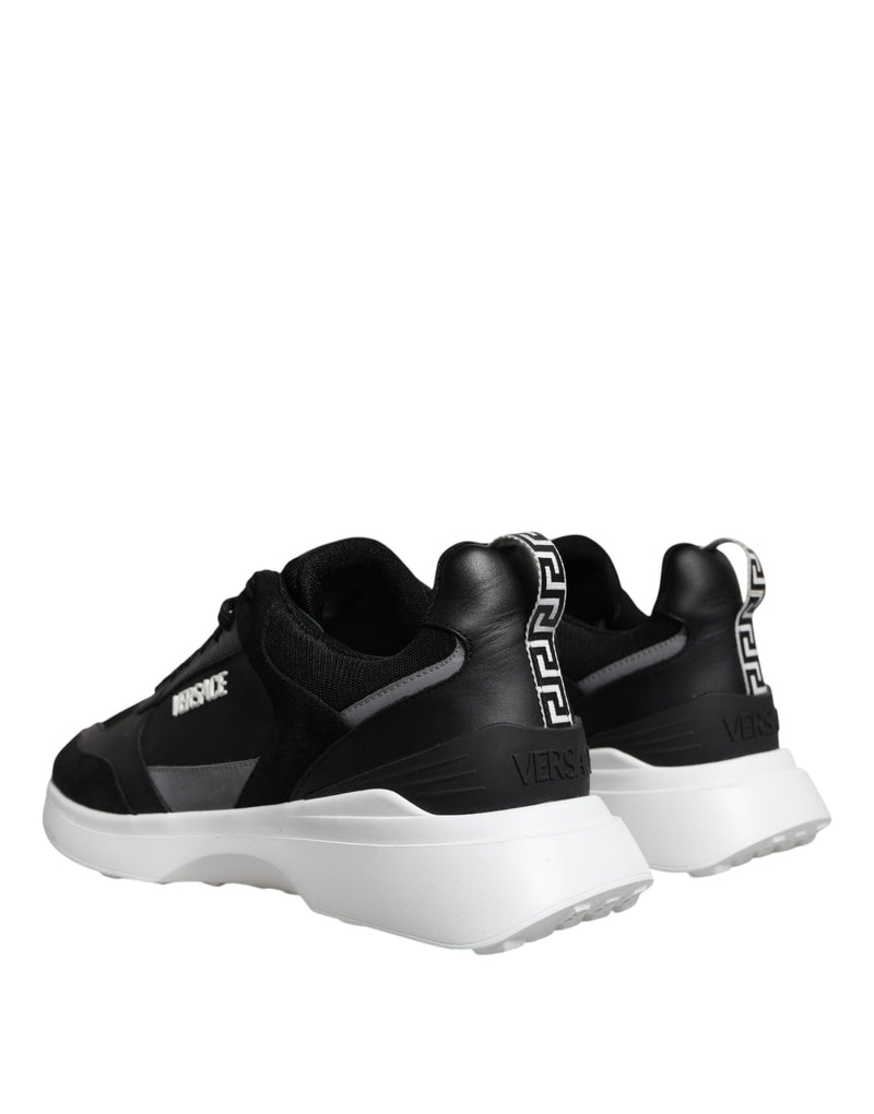 Versace Black Canvas Quad Fabric Medusa Low Top Sneakers