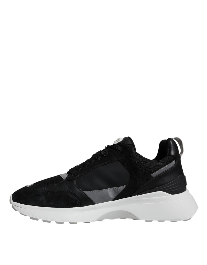 Versace Black Canvas Quad Fabric Medusa Low Top Sneakers